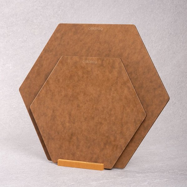 오리지니크 원목 나무 압축도마 월넛 육각 플레이트 2종세트