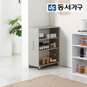 [동서가구] 트롤리 3단 이동식 주방 틈새 수납장 (600x200) DF921972