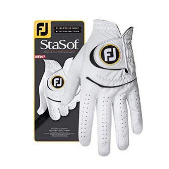  FootJoy 남성 StaSof 골프 장갑 화이트 미디엄/라지, 오른손에 착용