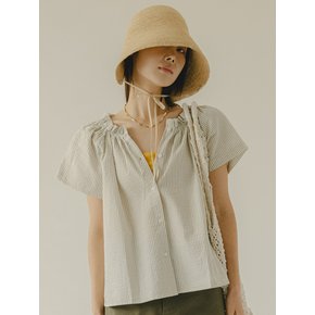 Seersucker Off Shoulder Cream Blouse