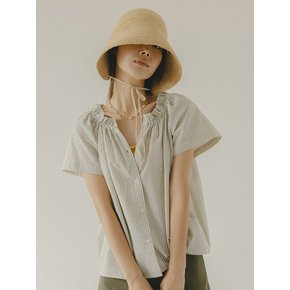 Seersucker Off Shoulder Cream Blouse