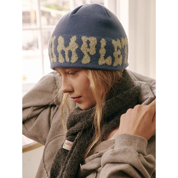 [리퍼브] PomPom Logo Jacquard Beanie (4 Colors)
