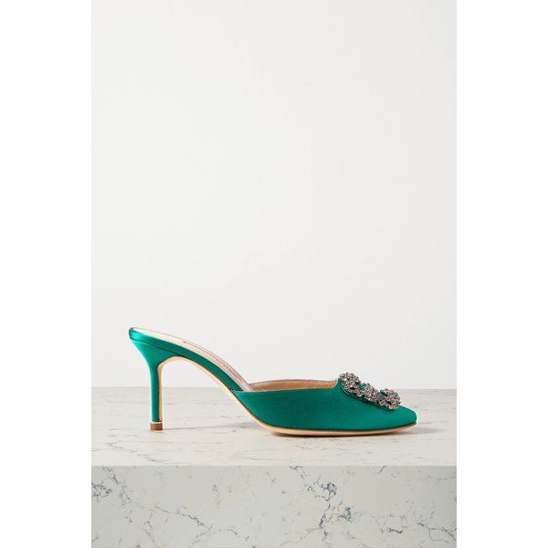 한기시무 장식 새틴 뮬 70mm 그린