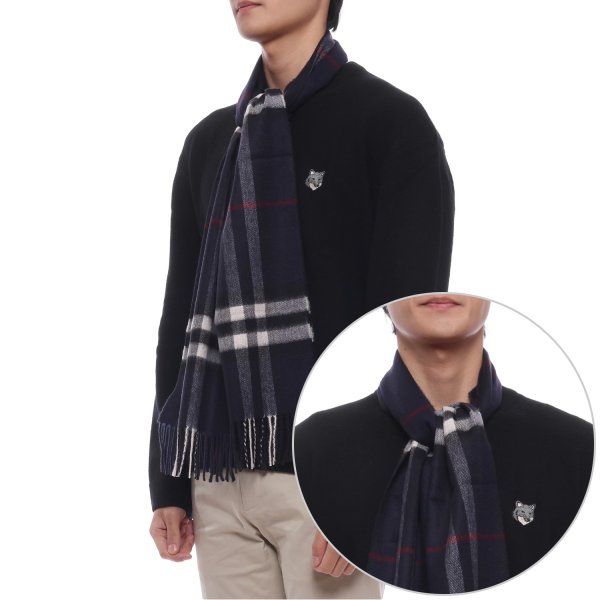 [부산점] 25FW 남성 체크 캐시미어 머플러 (8112641 INK BLUE M 25F)