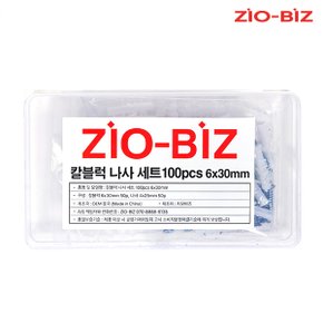 칼블럭 나사 세트 100pcs 6x30mm/칼블록 칼브럭 칼부럭 콘크리트 석고 타일 합판 목재 스텐 피스 나사 못 앙카