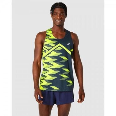 이스퀘어 4821316 ASICS Light Graphic Singlet - French Blue  Safety Yellow