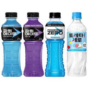  [한번에먹자] 파워에이드 600ml 3종(블루3+퍼플3+제로3)+토레타 제로 500ml 3페트, 총 12페트