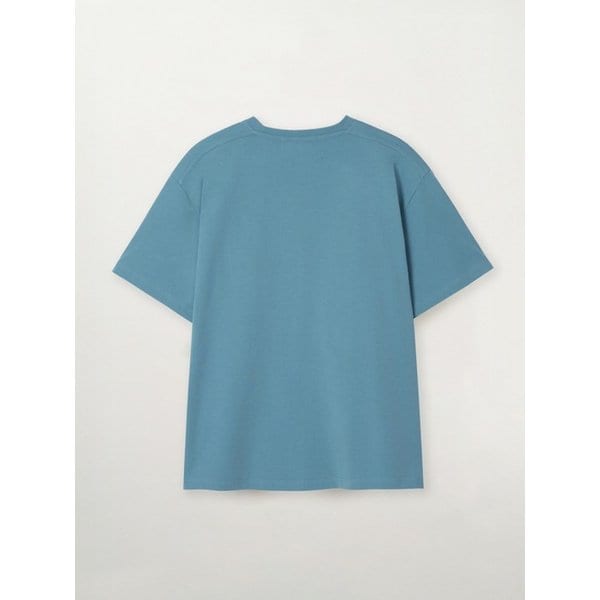 플라워 포켓 반팔 티셔츠_블루