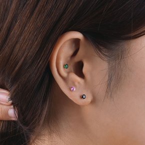 14K 피어싱 귀걸이 4mm 4발 핑크 큐빅 볼