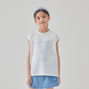 Lee Kids 민소매 원포인트 그래픽 티셔츠 화이트 LK2502SL01WH