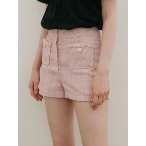 Tape Trimming Tweed Shorts Pink