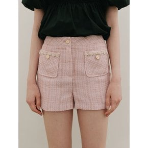 Tape Trimming Tweed Shorts Pink