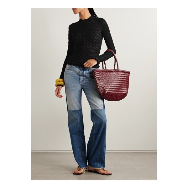 루비 러플 메탈릭 포인텔 니트 탑 블랙 46376663162914820