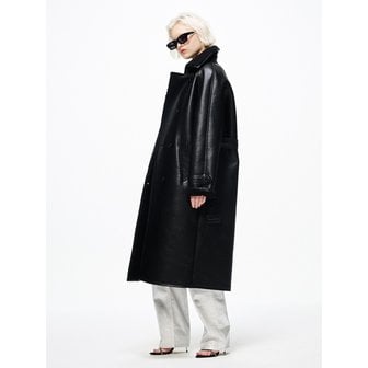 비콰이엇 FAUX SHEARING TRENCH LONG COAT_BLACK BLACK