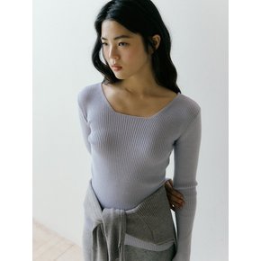 [16color] V. square neck knit