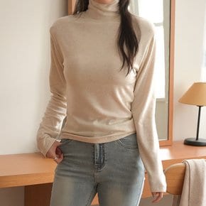 미트 부드러운 기모 스판 터틀넥 이너티 여성 겨울 기본 무지 티셔츠