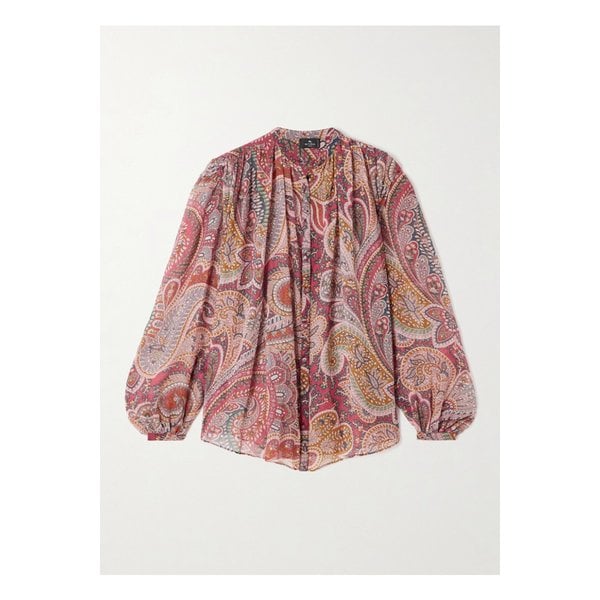 페이즐리 프린트 실크 크레퐁 셔츠 레드 46376663162844900