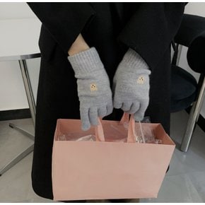 곰돌이 자수 터치장갑 - 그레이 [N4택배]