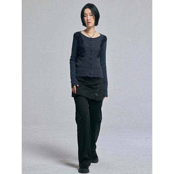 프릴 디테일 가디건 네이비