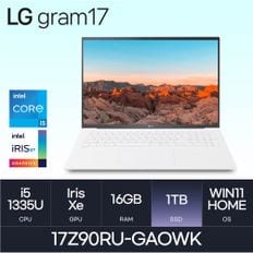 LG전자 그램17 17Z90RU-GAOWK (WIN11 HOME/SSD 1TB/RAM 16GB)