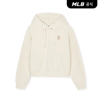 MLB [코리아공식]여성 베이직 스몰로고 크롭 후드티 BOS (D.Cream)