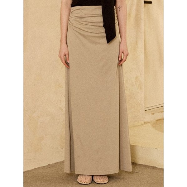 Ponte Stretch Maxi Skirt Beige