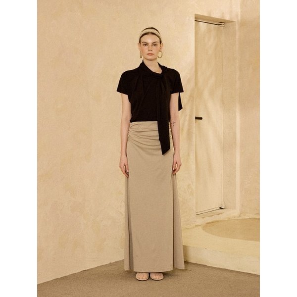 Ponte Stretch Maxi Skirt Beige