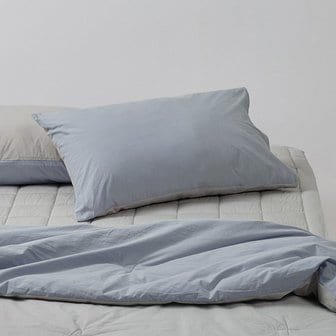 JAJU 사각사각 코튼 배색 베개커버 60X40cm 그레이블루 J60N904137896