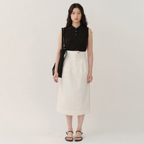 RS24 Tuck H-line Midi Skirt White