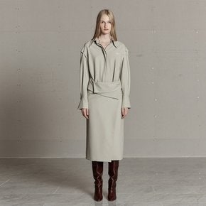 SELENE Layered Long Shirt Dress_Beige