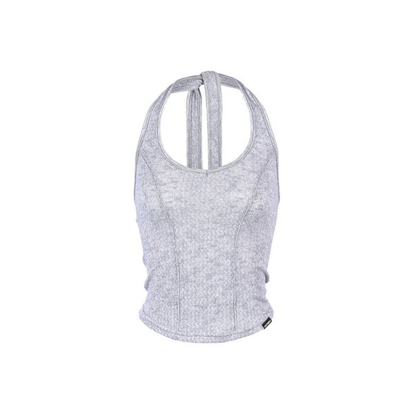 HALTER NECK KNIT SLEEVELESS_Gray