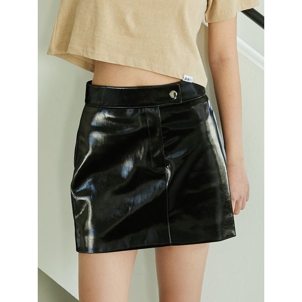 애나멜 미니 로고 스커트 블랙