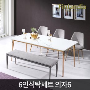 비발디 로즈골드 6인 통세라믹 식탁세트(의자6)