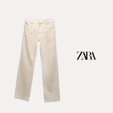 자라 ZARA 여성 청바지 ZW 컬렉션 릴렉스핏 스트레이트 미들라이즈 진 데님 팬츠 화이트