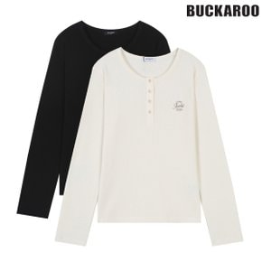 여성 와플 티에리 긴팔 티셔츠(B251TS504P)