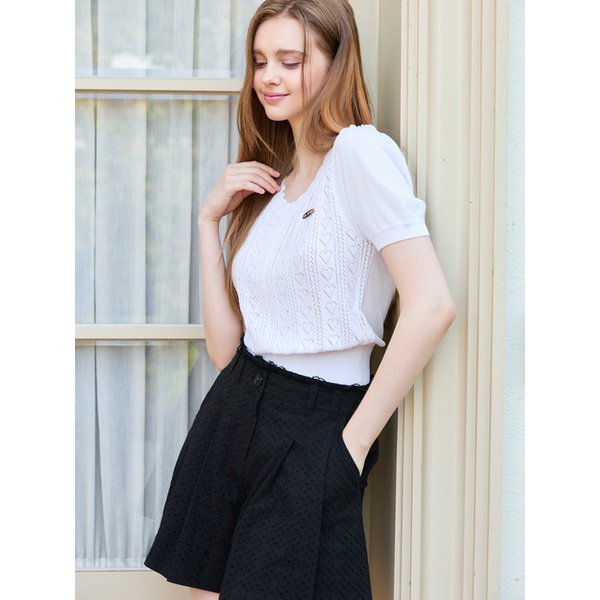[BLUE LABEL] 하트 V넥 스캘럽 반팔니트 ES2OKH04