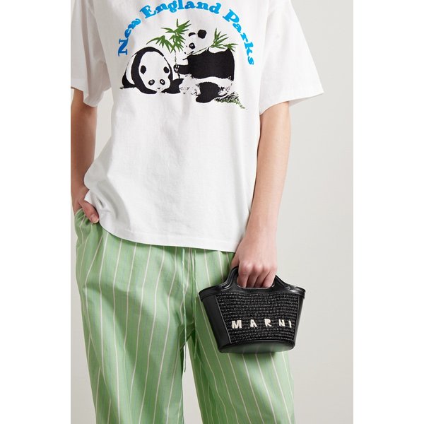 트로피칼리아 마이크로 가죽 자수 인조 라피아 토트 블랙 1647597326000479