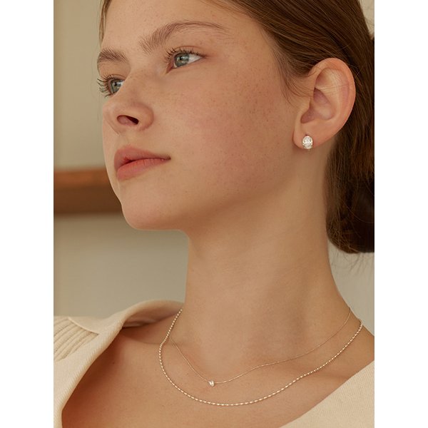 [6mm+10mm 진주귀걸이 증정] Clear Shiny chain necklace