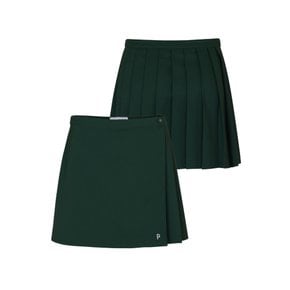 PLEATED COURT WRAP SKIRT_Deep Green