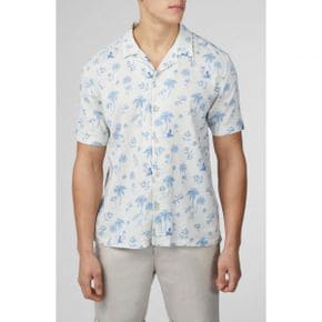 5058204 Ben Sherman Resort Tropical Print Linen  Cotton Camp Shirt