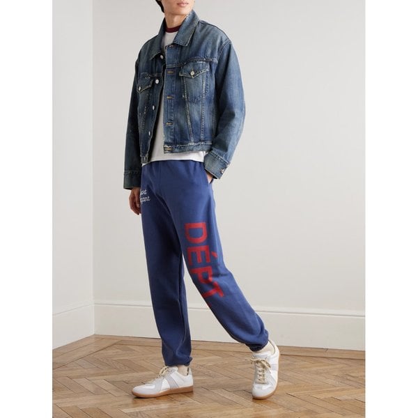 팀 데프트 테이퍼드 자수 프린트 코튼 저지 스웨트팬츠 46376663162903259