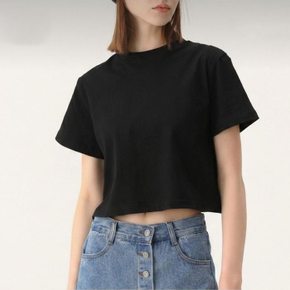 베이직 무지 박시 크롭티 반팔 티셔츠