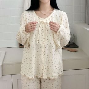 ( 노브라OK ) 순면 라운드 튤립 봄 가을 잠옷 파자마 브라캡 내장
