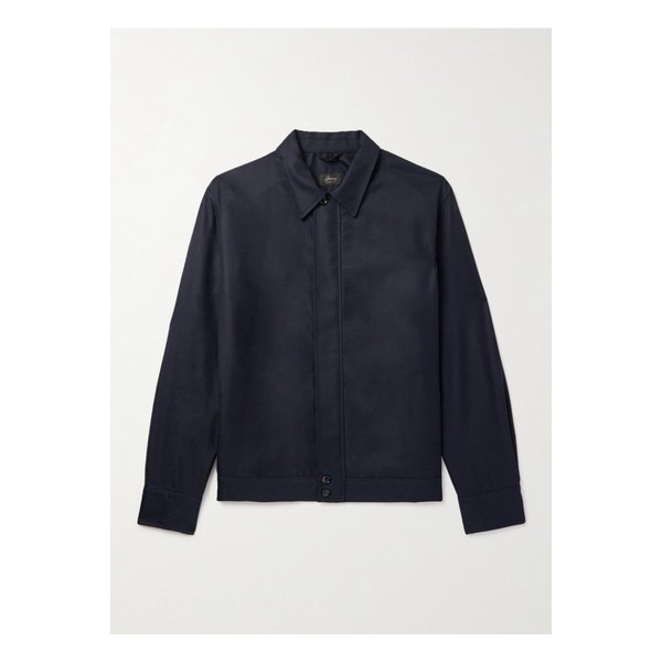 브리오니 울 캐시미어 혼방 트윌 오버셔츠 블루 46376663162851194