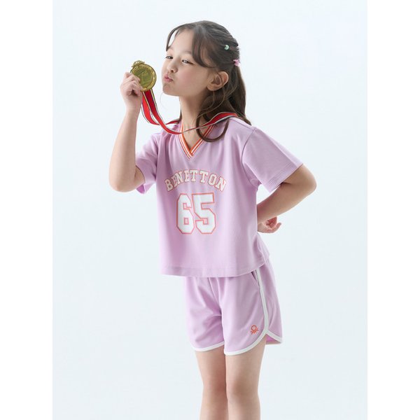 키즈 크롭 메쉬 스포츠 셋업