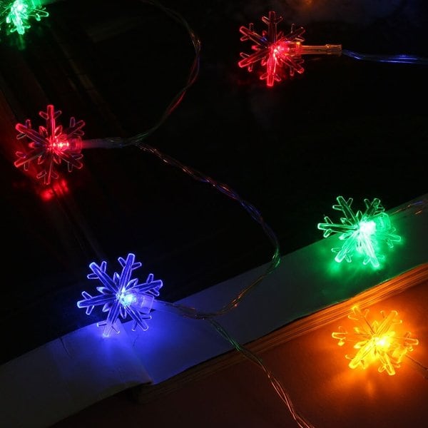 10구 눈꽃 가랜드 전구 컬러혼합 건전지타입 줄조명