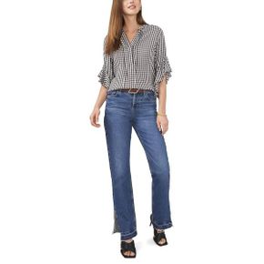 4160644 Vince Camuto Flutter Sleeve Henley Gingham Blouse