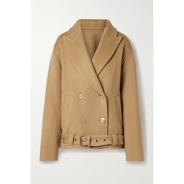 와르나 더블브레스트 벨티드 울 블렌드 펠트 코트 46376663162989633