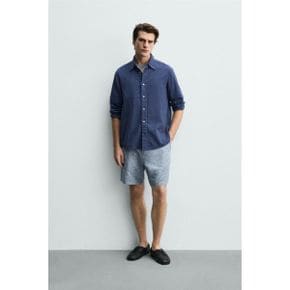 ZARA 자라 텍스쳐드 레귤러 핏 버뮤다 쇼츠 반바지 블루화이트 1618450044 1618450 1197438
