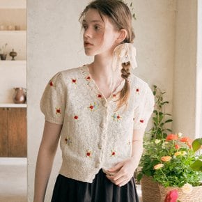 HAND FLOWER EMBROIDERY CARDIGAN IVORY